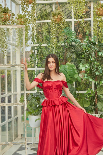 Red lehenga with Corset
