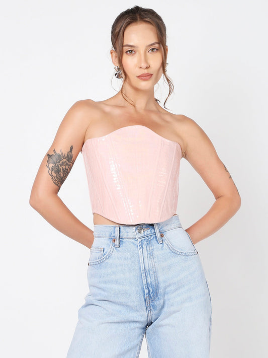 Pink Leather Holographic Corset