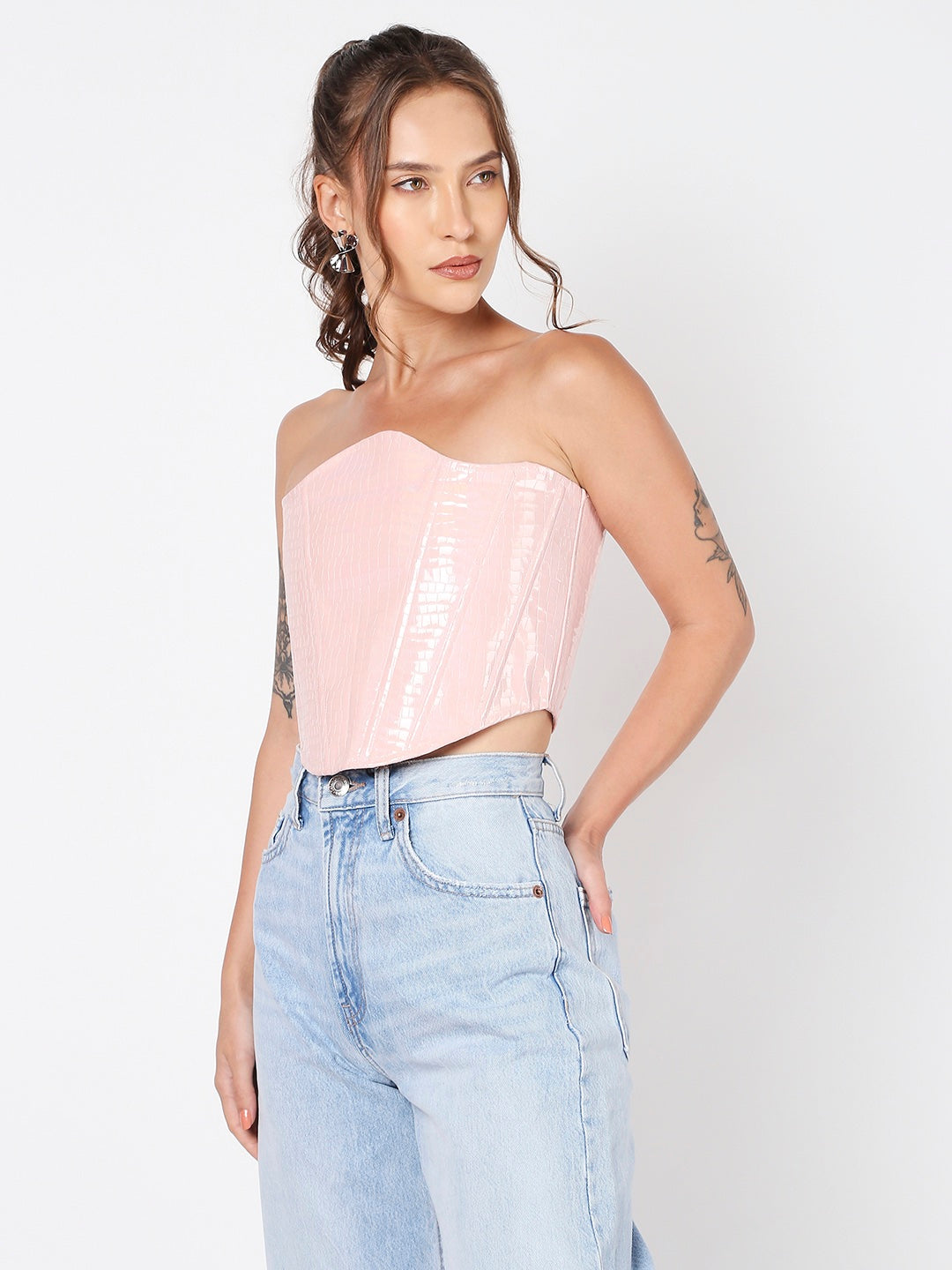 Pink Leather Holographic Corset