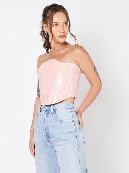 Pink Leather Holographic Corset