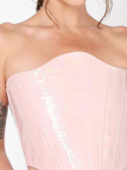 Pink Leather Holographic Corset
