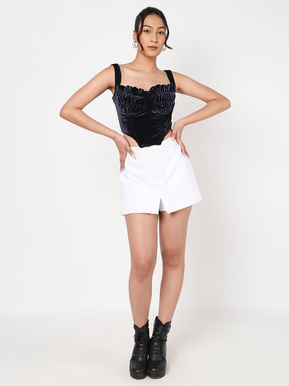 Frill velvet corset