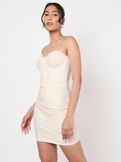 Lycra Crème Corset Dress