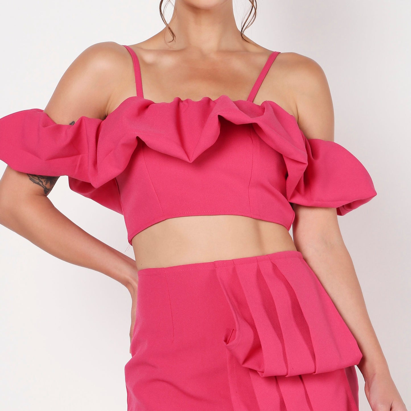Tate Pink Frill Top And Skirt