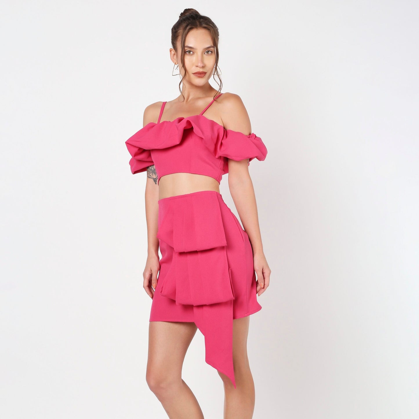Tate Pink Frill Top And Skirt