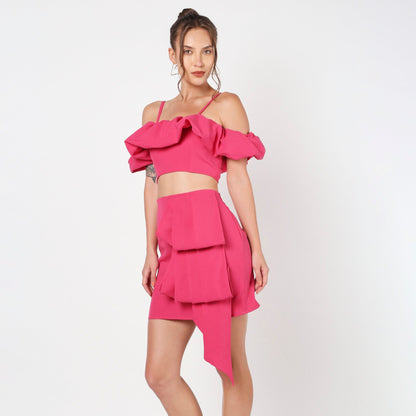 Tate Pink Frill Top And Skirt