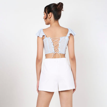 Blue Gabriel Lacey Corset Top