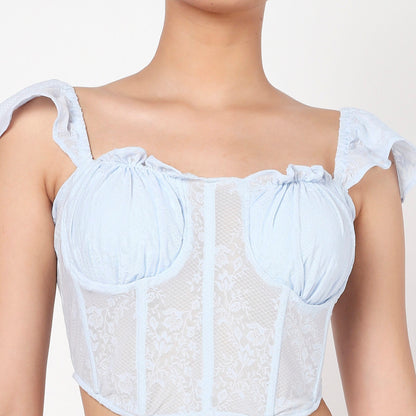 Blue Gabriel Lacey Corset Top