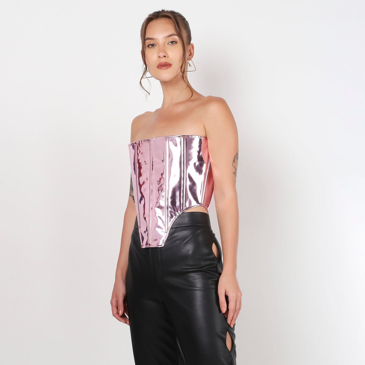 Purple Leather Corset V Cut