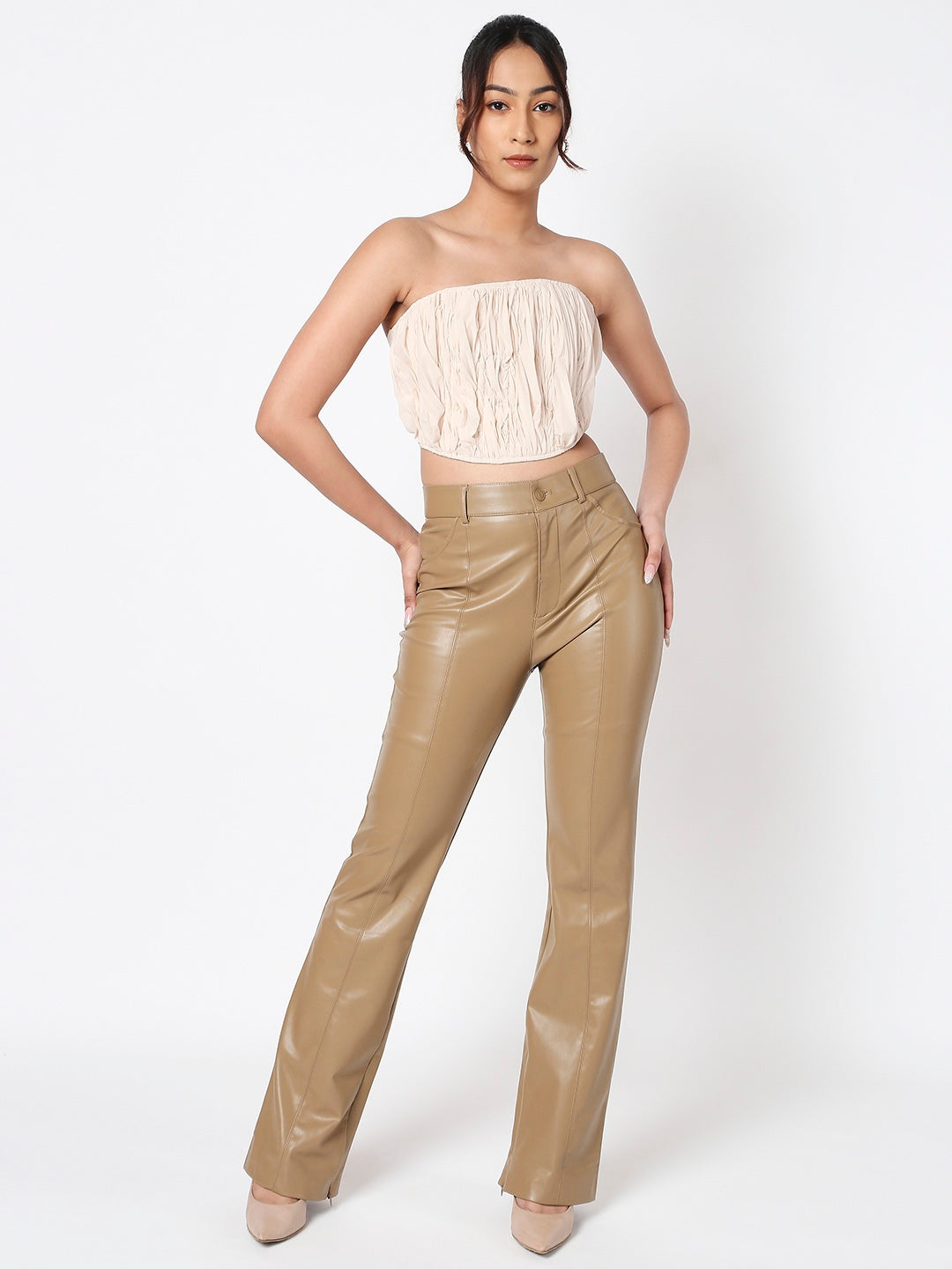 Crème Lycra Corset Top
