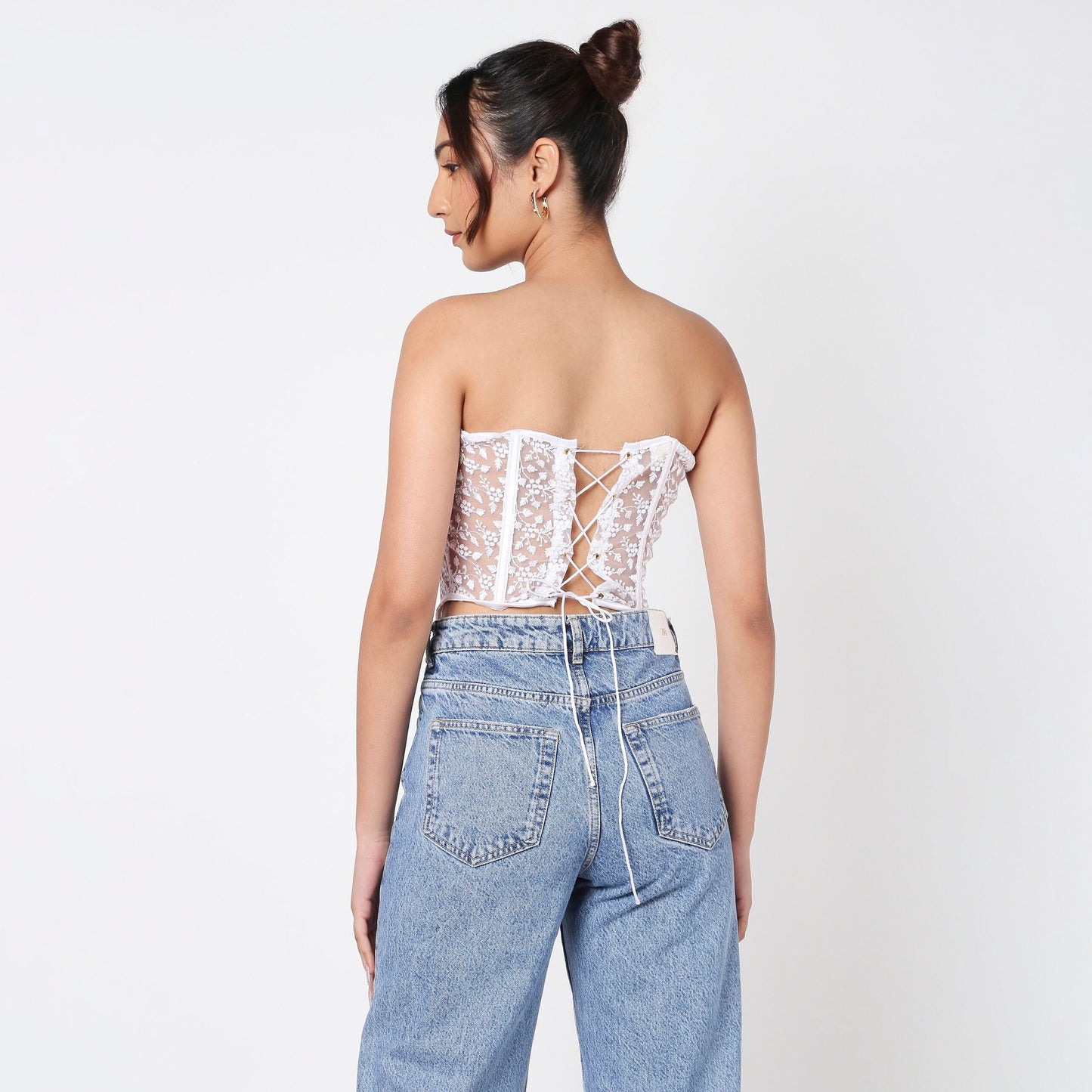 Feather White Lacey Corset Top